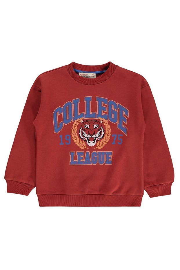 1975 Lion Printed Sweatshirt for Ages 2-7 - Claret Red