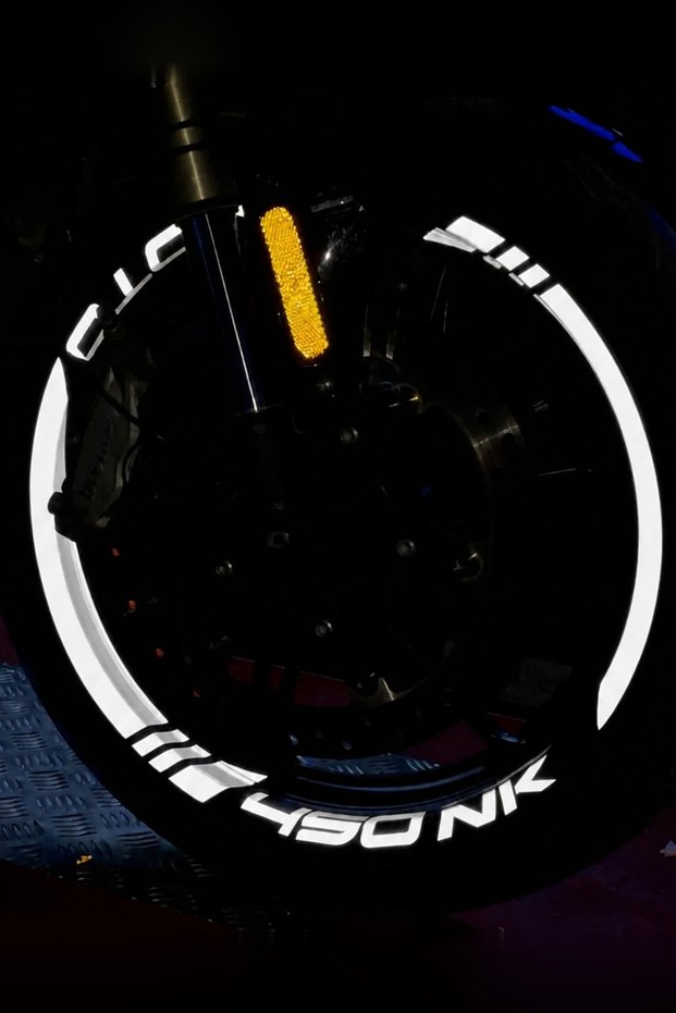 Reflective Thick Cutout + Lettering Wheel Rim Strip Sticker Set for Cfmoto Nk450 (Front-Rear Full Set)