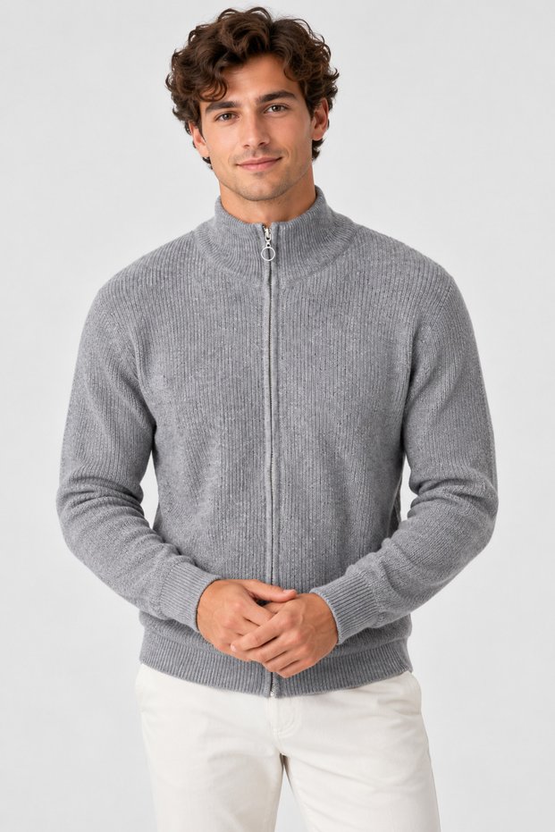 Men's Winter Fisherman Stand Collar Oversize Zippered Cardigan