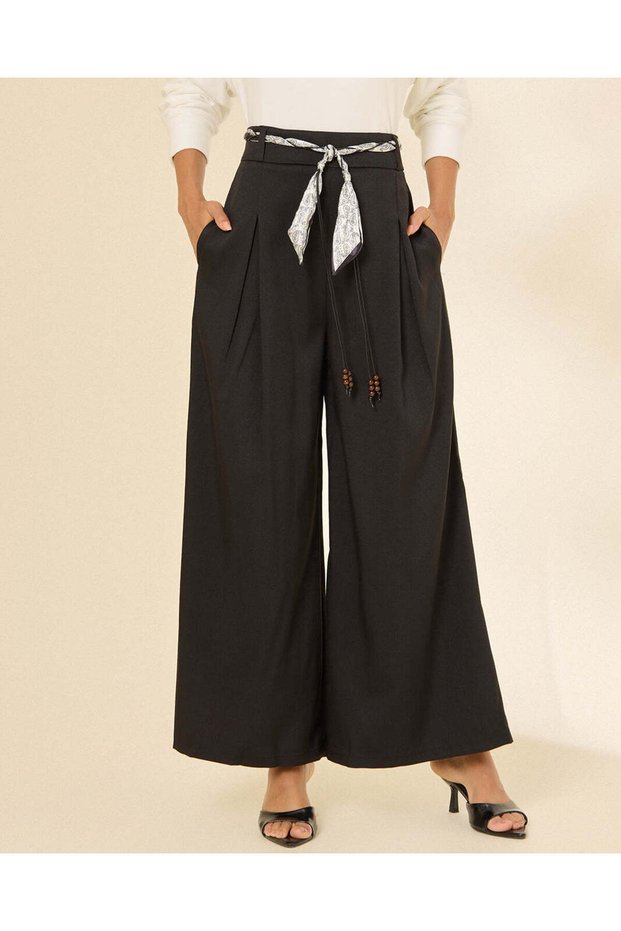 Women’s Black High-Rise Wide-Leg Trousers
