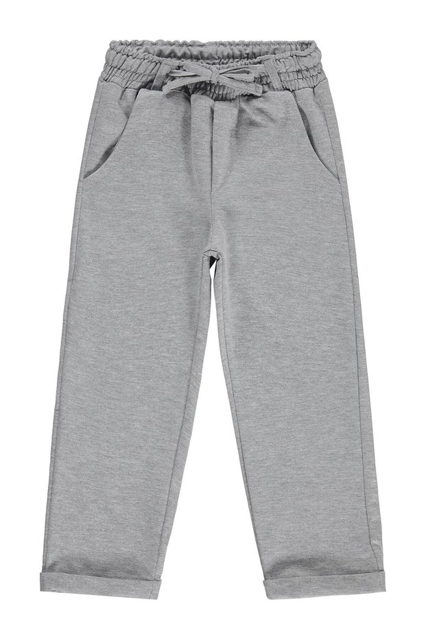 261043-2 Tie-Front Sweatpants for Ages 6-9 - Gray