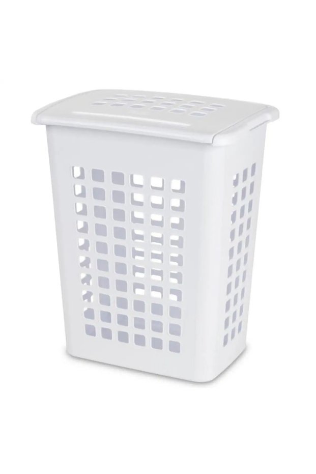 12177906 Plastic Lifttop Laundry Hamper (White)