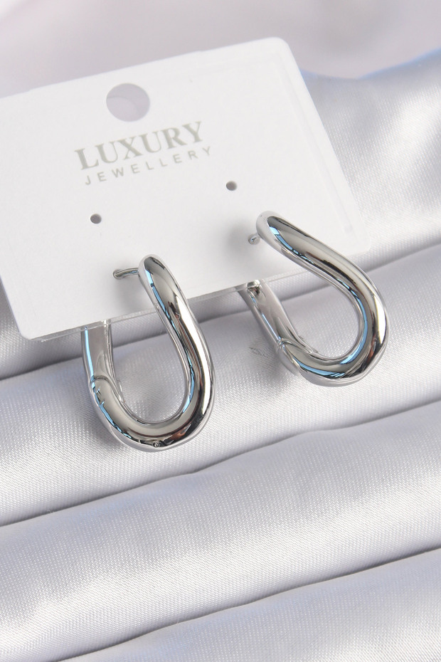 Brass Silver Color Hoop Model Women's Earrings