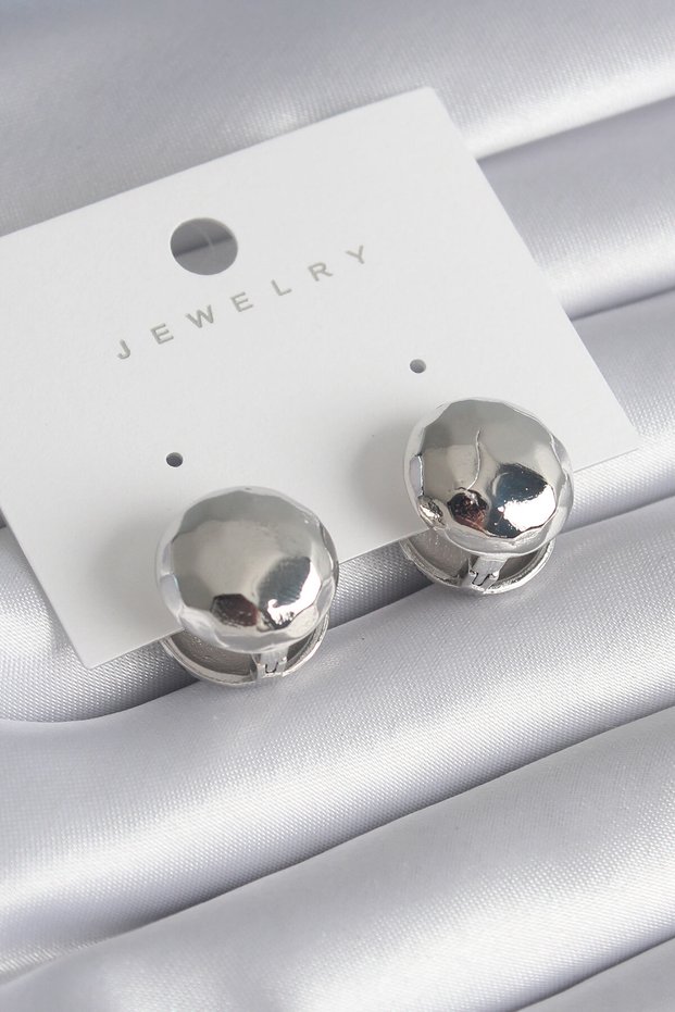 Brass Silver Color Processing Detail Top Model Women's Earrings