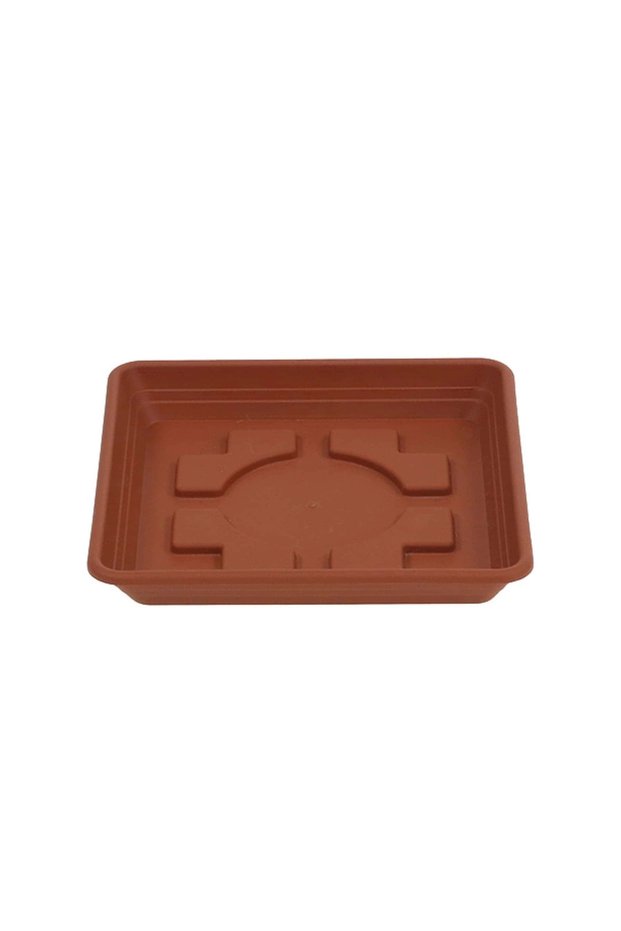 Lara Square Plastic Saucer (25 x 25 x 3.5 cm, Terracotta)