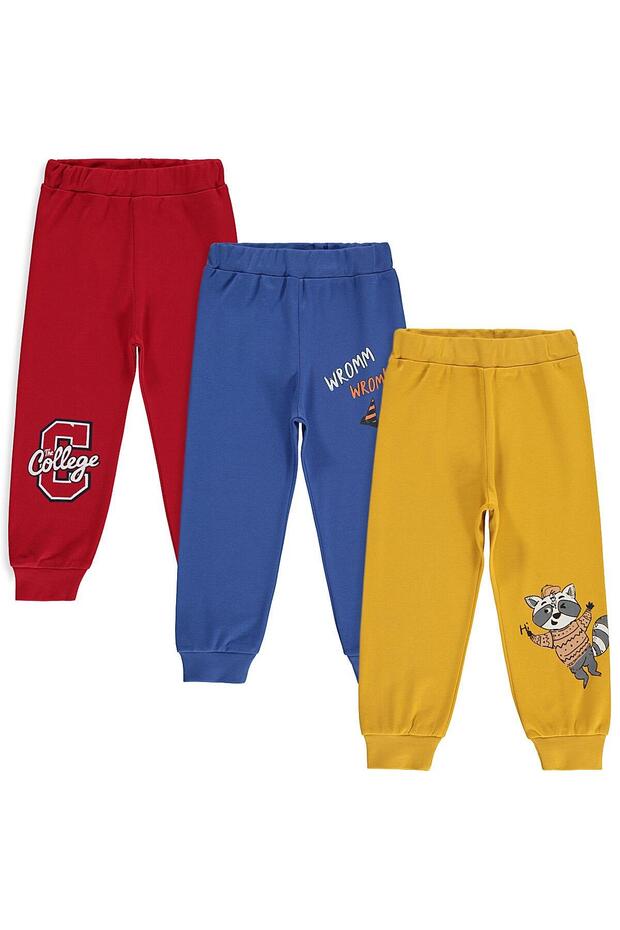 3-Piece Printed Basic Sweatpants for Ages 2-5