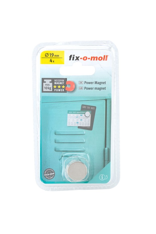 Fix-o-moll Neodym Magnet Disc (10 kg, Pack of 4, 19 mm)