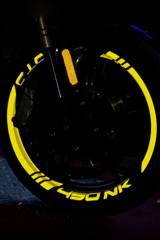 Reflective Thick Cutout + Lettering Wheel Rim Strip Sticker Set for Cfmoto Nk450 (Front-Rear Full Set)