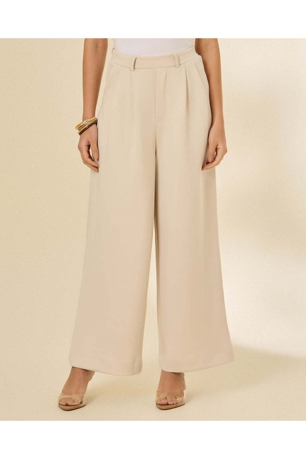 Women Ivory Wide Leg Trousers