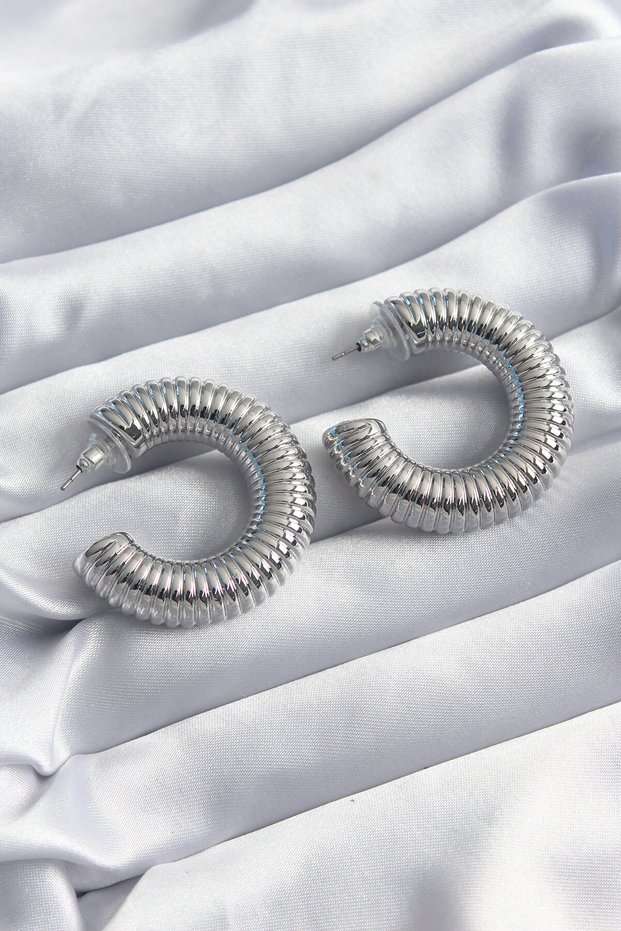 Brass Silver Color Processing Ring Model Women's Earrings