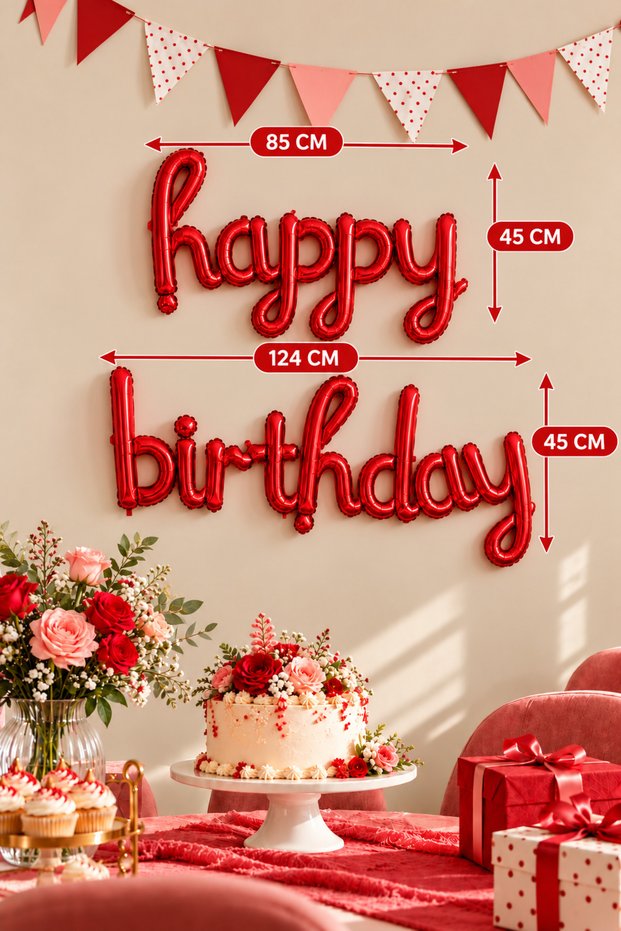Red Happy Birthday Foil Balloon Lettering Birthday Balloon Party Decorations Wall Decoration