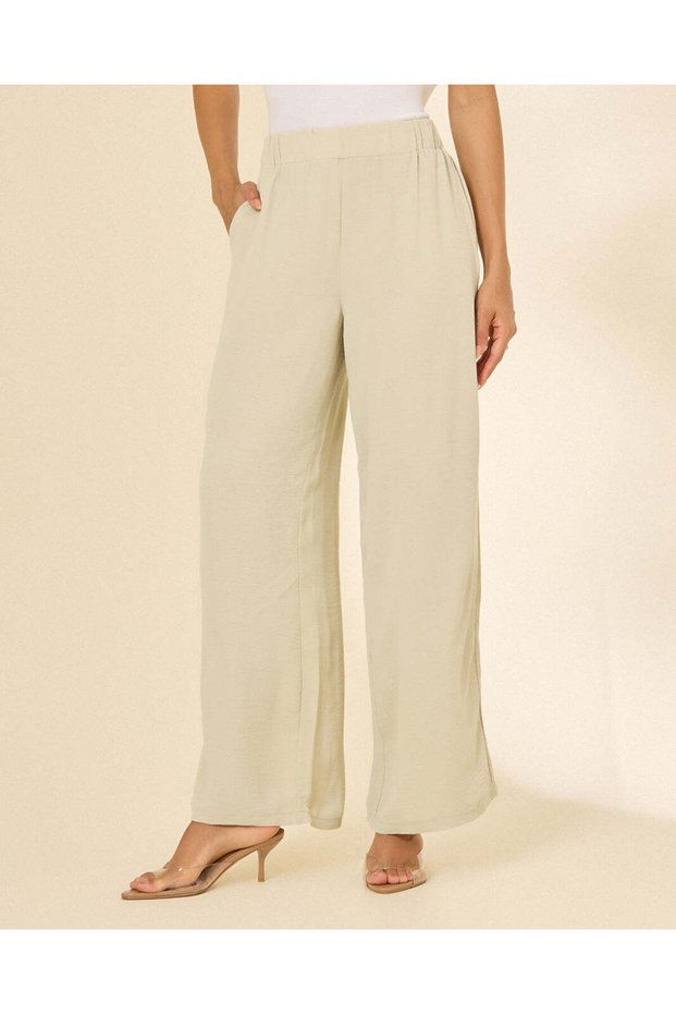 Women Ivory Wide Leg Trousers