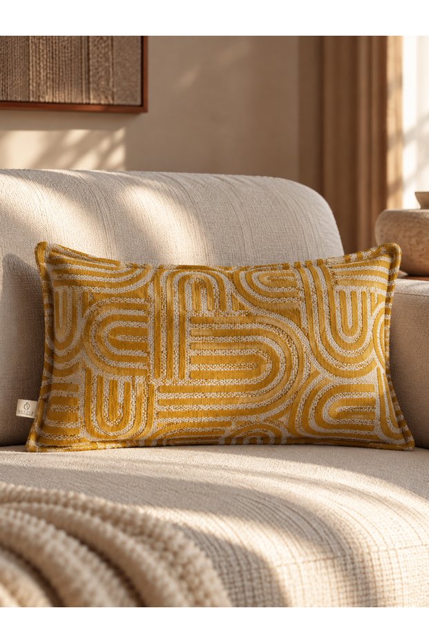 Ritmo Mustard Throw Pillow Cover (30X50)