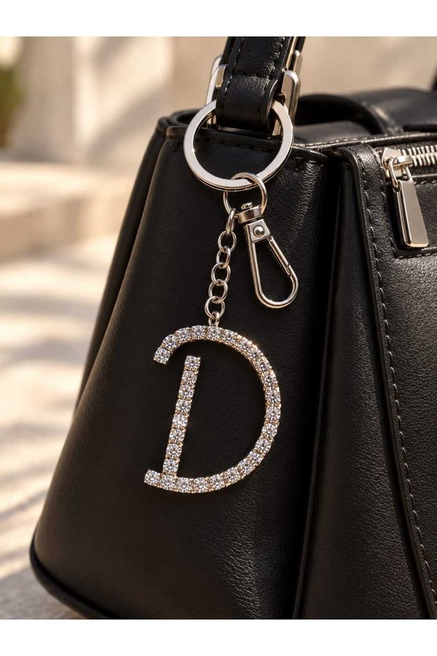 Letter D Stone Keychain Bag Ornament Car Accessory Gift