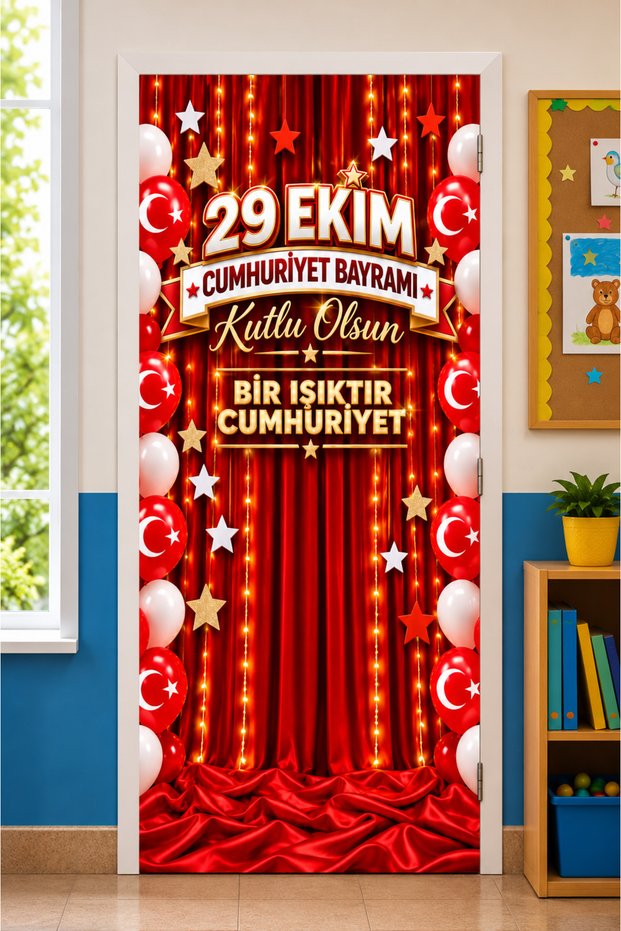 Elastic Door Decoration, Fabric Door Dressing, Republic Day October 29, Classroom Door, School Event Door Decoration