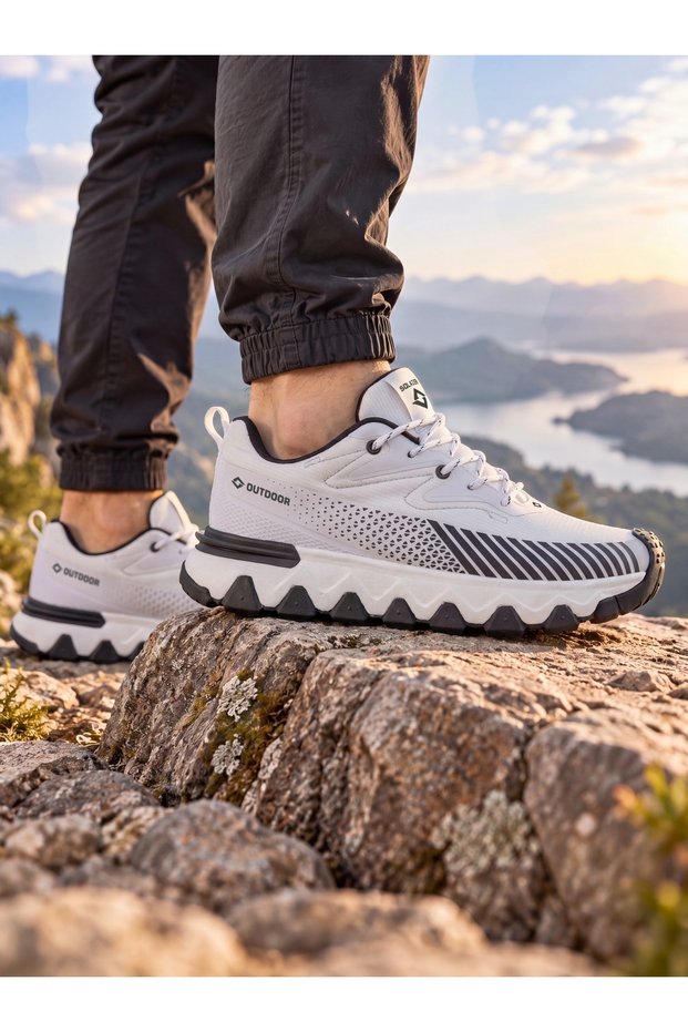 Men's White Black Water Repellent Casual Sneaker Sports Shoes 072