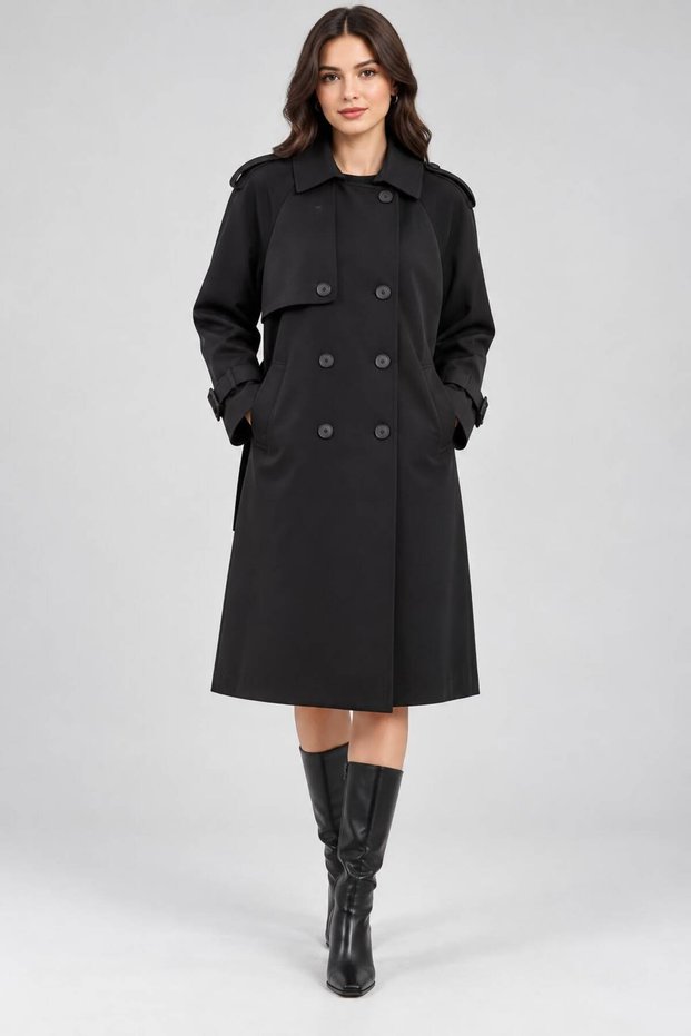 Lined Knee Length Trench Coat 130 cm Length