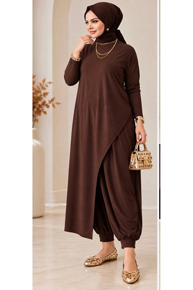 Plus Size Hijab Asymmetrical Cut Blouse Shalwar Set