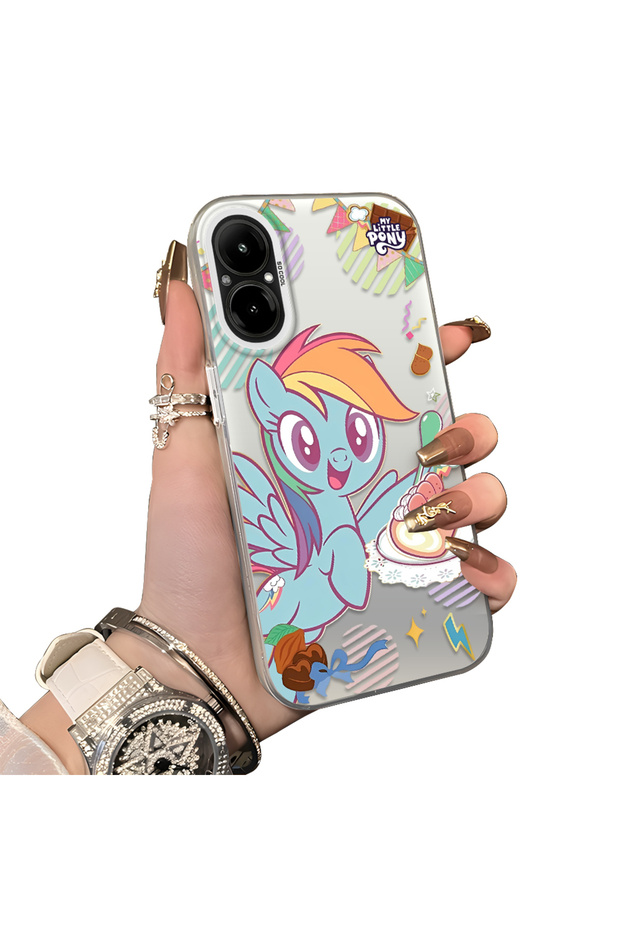 Rainbow Dash Pattern Phone Case with Silicone Edges and Acrylic Hard Back Panel Compatible with Realme C67 4g