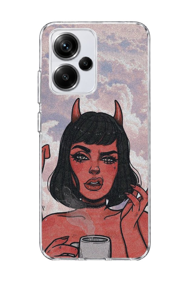 Redmi Note 13 Pro Plus 5g Compatible Horned Girl Cloud Printed Transparent Phone Case