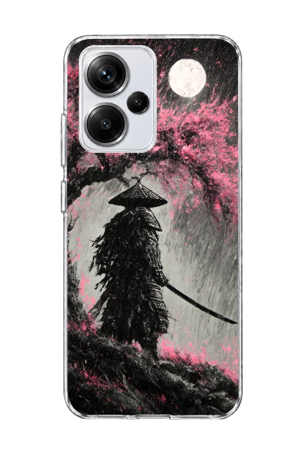 Redmi Note 13 Pro Plus 5g Compatible Samurai Full Moon Printed Transparent Phone Case