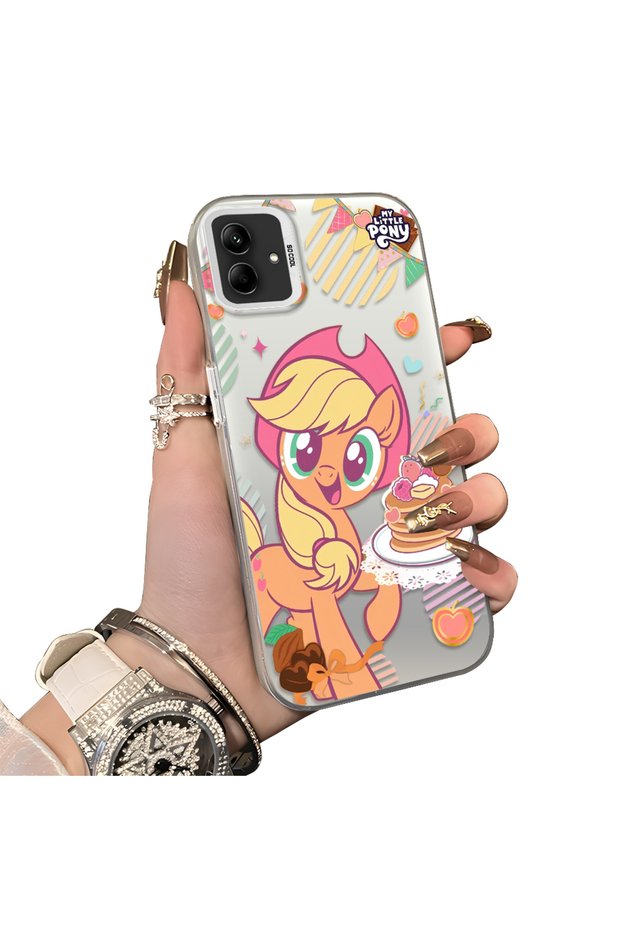 Samsung Galaxy A03/A04E/A04 Compatible Acrylic Hard Back Panel with Silicone Edges Applejack Patterned Phone Case