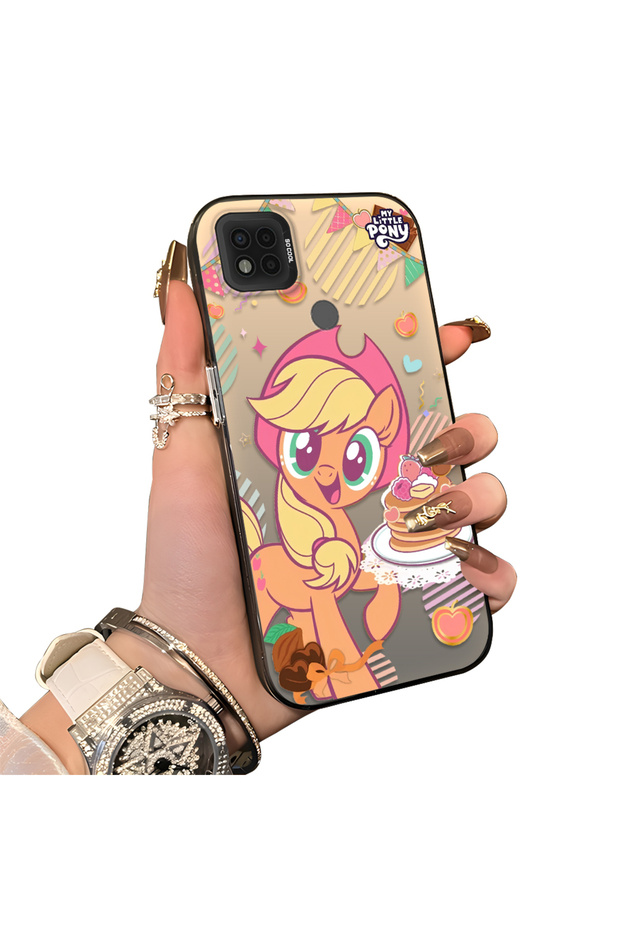 Xiaomi Poco C31 Compatible Acrylic Hard Back Panel Silicone Edged Applejack Patterned Phone Case