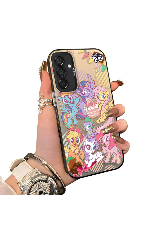 Samsung Galaxy M15 Compatible Acrylic Hard Back Panel Silicone Edged Phone Case with Pony Pattern