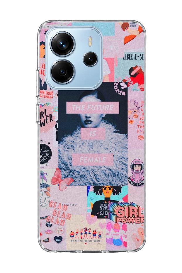 Redmi Note 14 4g Compatible Black and White Skull Printed Transparent Phone Case