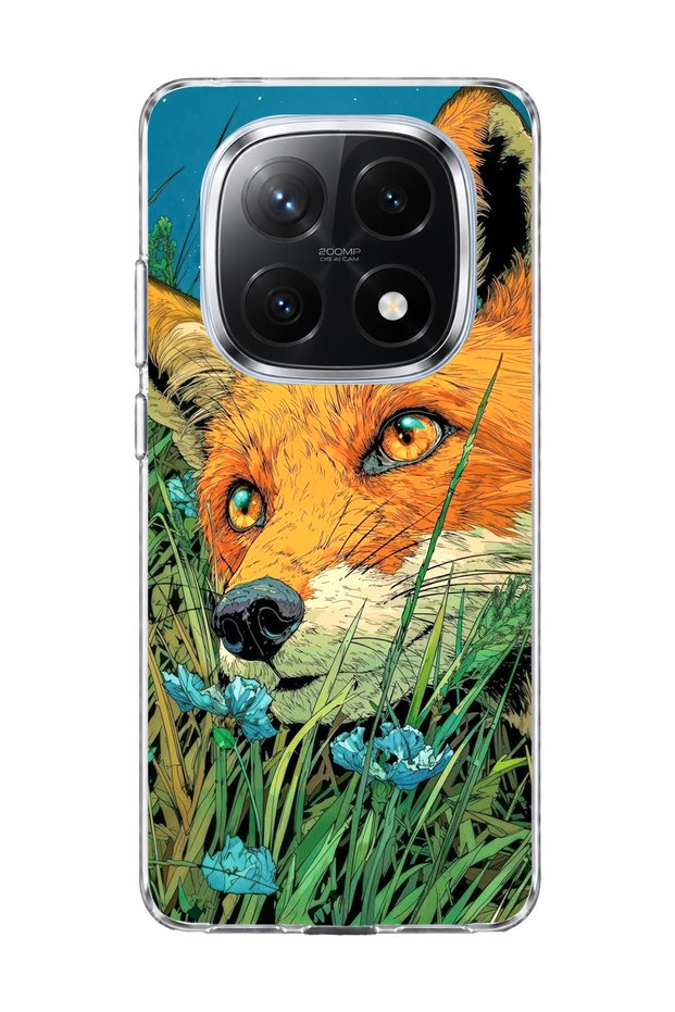 Redmi Note 14 Pro Plus 5g Compatible Fox Green Grass Printed Transparent Phone Case