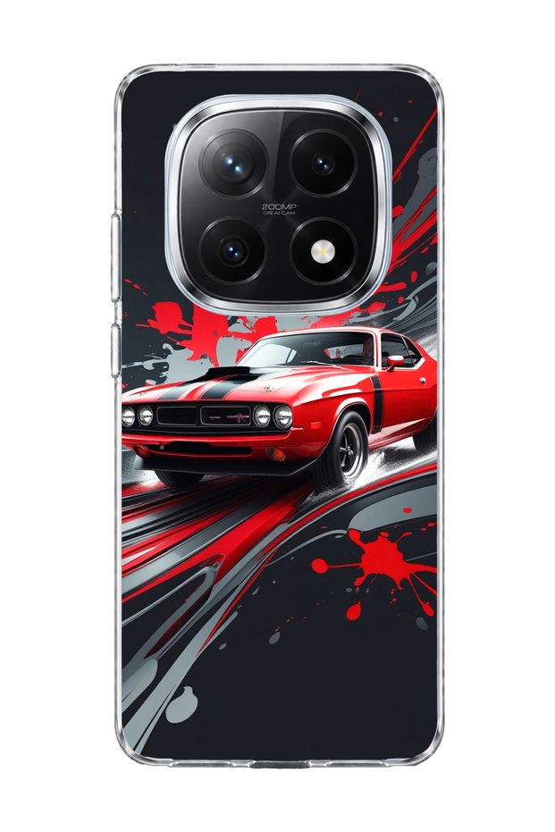 Redmi Note 14 Pro Plus 5g Compatible Red Car Paint Splash Printed Transparent Phone Case