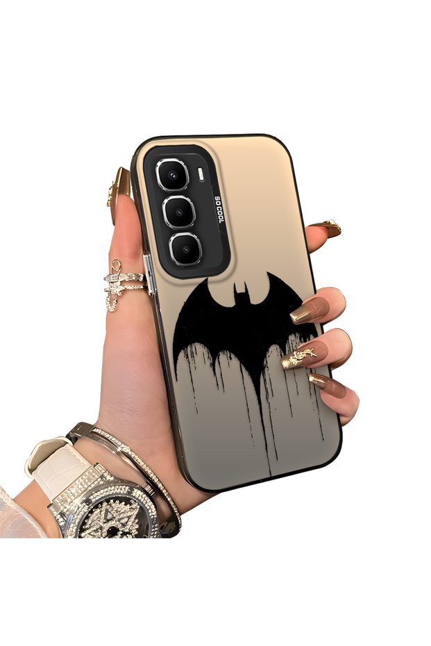 Infinix Hot 60I Compatible Acrylic Hard Back Panel with Silicone Edges and Batman Pattern Phone Case