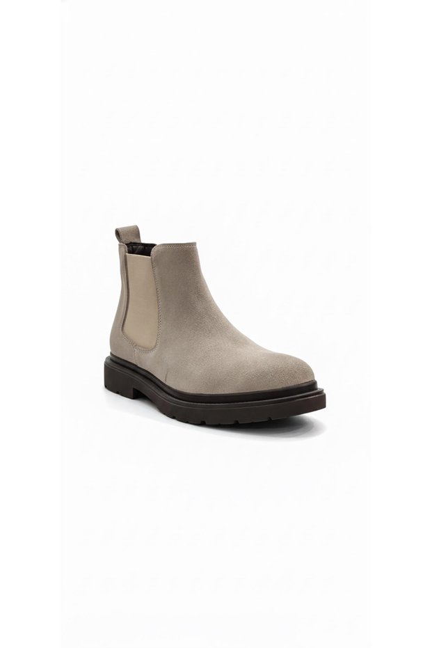 Beige Nubuck Men's Genuine Leather Boots 034.8500