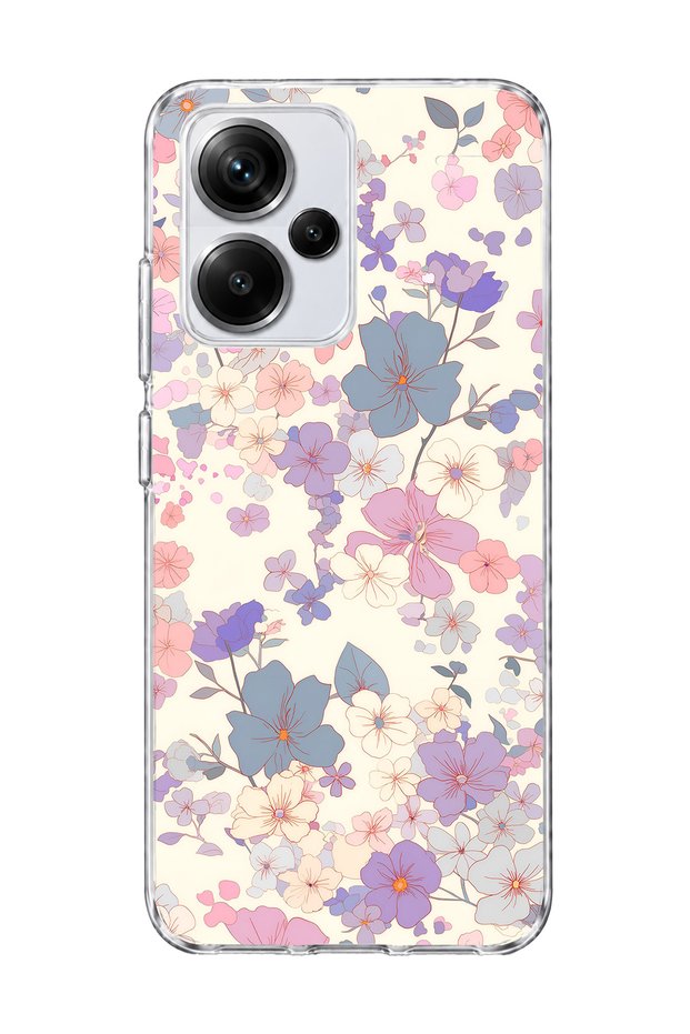 Redmi Note 13 Pro Plus 5g Compatible Lilac Pink Flower Printed Transparent Phone Case