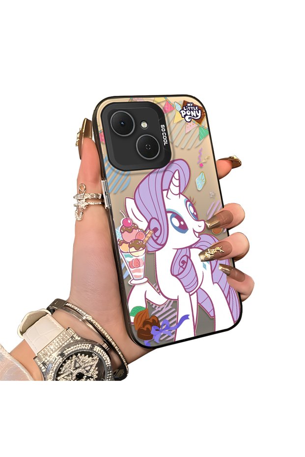 Rarity Patterned Phone Case with Silicone Edges and Acrylic Hard Back Panel Compatible with Tecno Spark 40C
