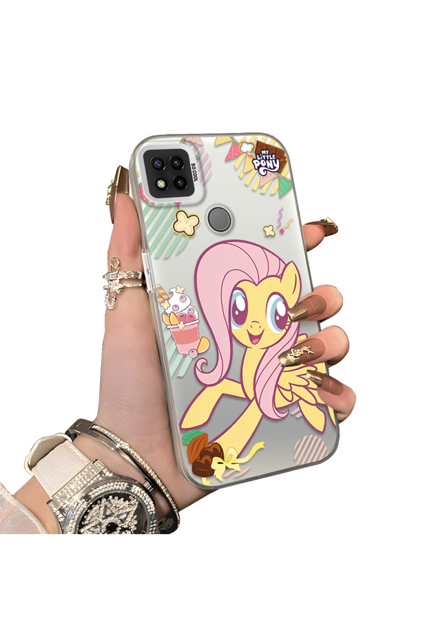 Xiaomi Redmi 9C/10A Compatible Acrylic Hard Back Panel with Silicone Edges Fluttershy Patterned Phone Case