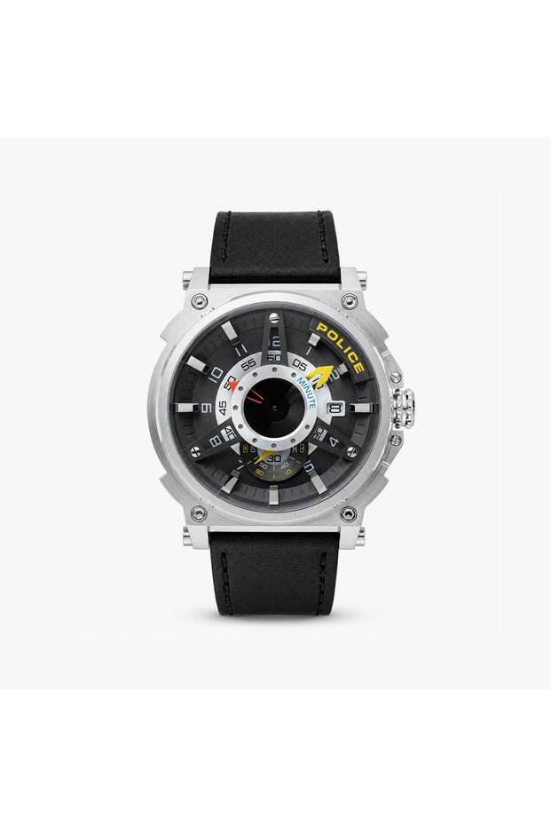 Men's Black Round 44 MM Analog Watch | PL.15048JS/61