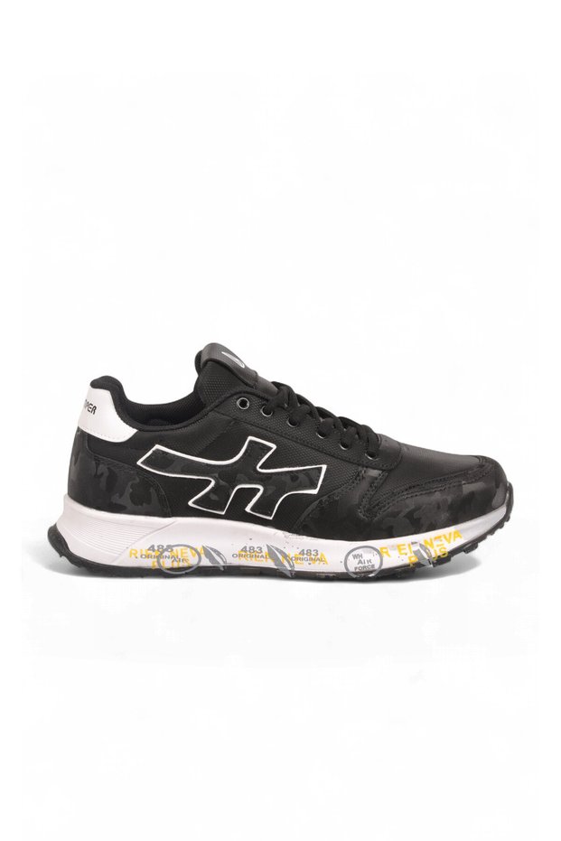 Men's Orthopedic Comfortable Sole Lace-Up Black-White Men's Walking and Sports Shoes Sneaker 2444 (Leather)