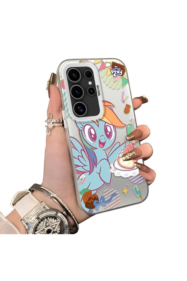 Rainbow Dash Pattern Phone Case with Acrylic Hard Back Panel and Silicone Edges, Compatible with Samsung Galaxy S24 Ultra