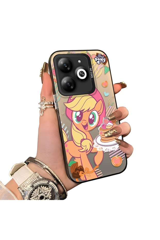 Infinix Hot 40I Compatible Acrylic Hard Back Panel Silicone Edged Applejack Patterned Phone Case