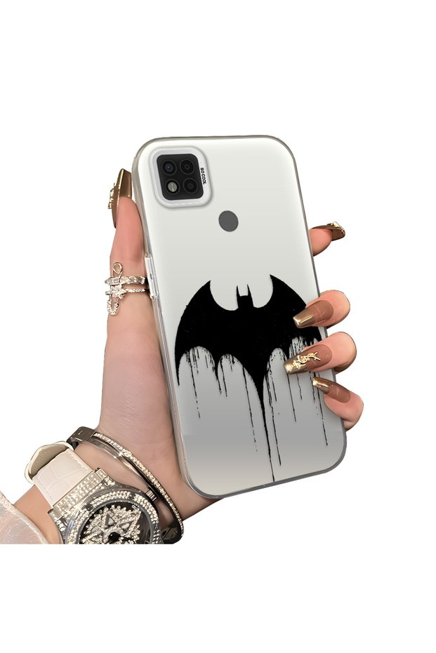 Xiaomi Poco C31 Compatible Acrylic Hard Back Panel with Silicone Edges and Batman Pattern Phone Case