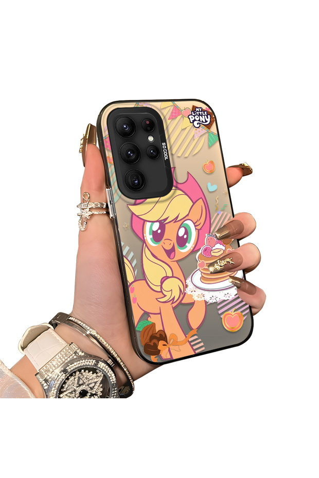 Samsung Galaxy S22 Ultra Compatible Acrylic Hard Back Panel with Silicone Edges Applejack Patterned Phone Case
