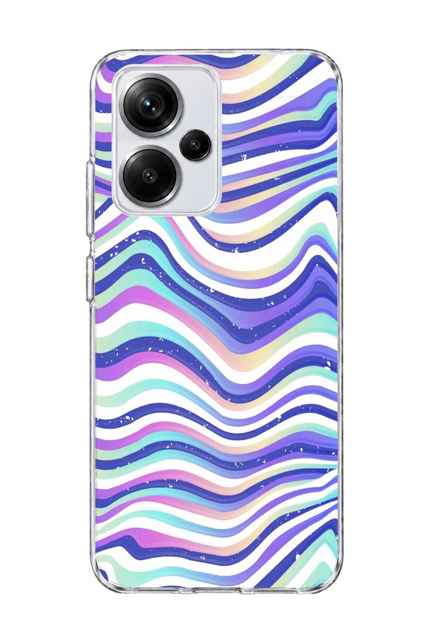 Redmi Note 13 Pro Plus 5g Compatible Purple Blue Wavy Line Printed Transparent Phone Case