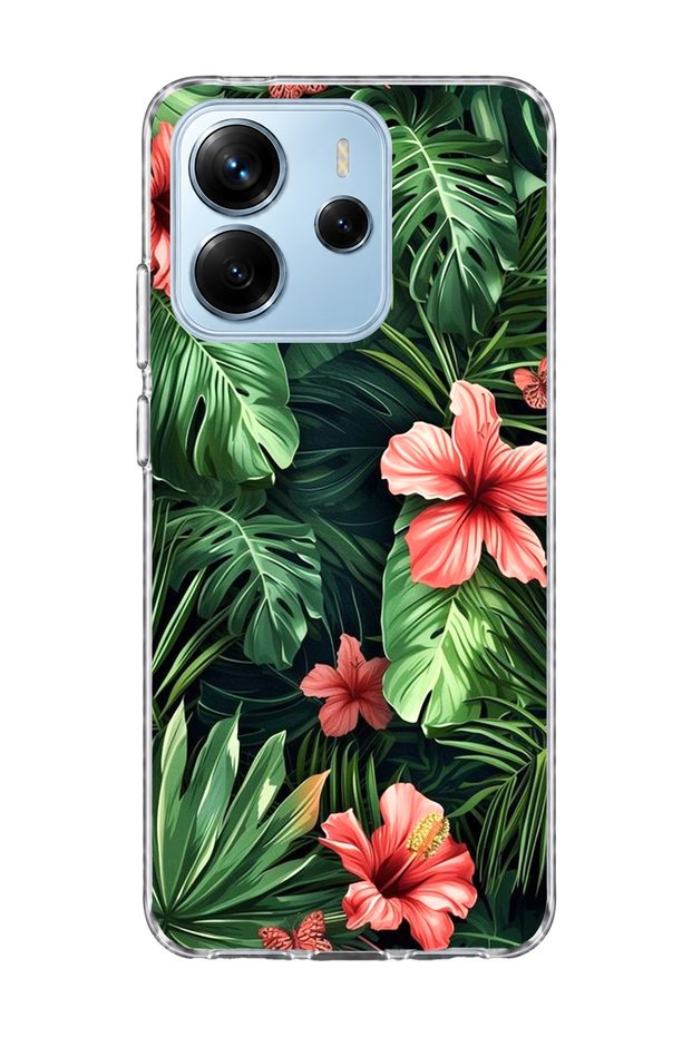 Redmi Note 14 4g Compatible Green Nature Desktop Printed Transparent Phone Case