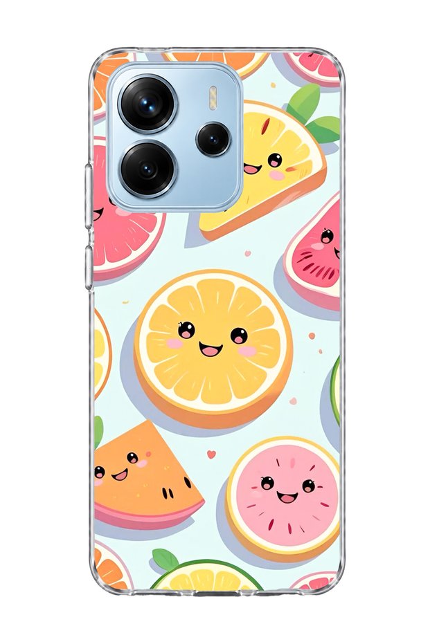 Redmi Note 14 4g Compatible Wave and Cherry Blossom Printed Transparent Phone Case