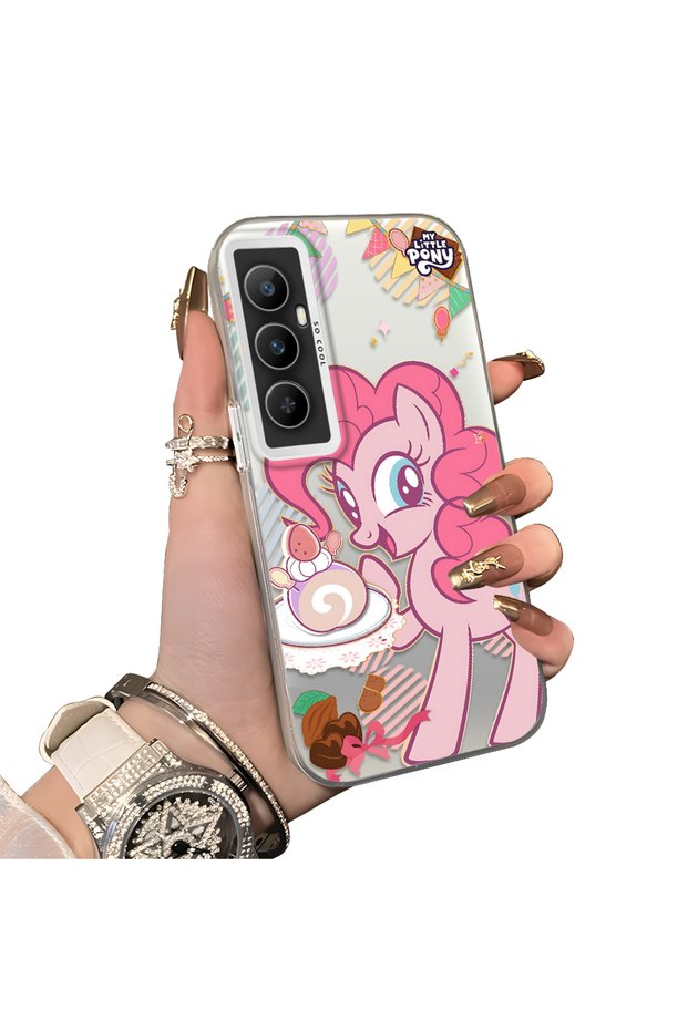 Realme C65 4g Compatible Acrylic Hard Back Panel with Silicone Edges Pinkie Pie Patterned Phone Case