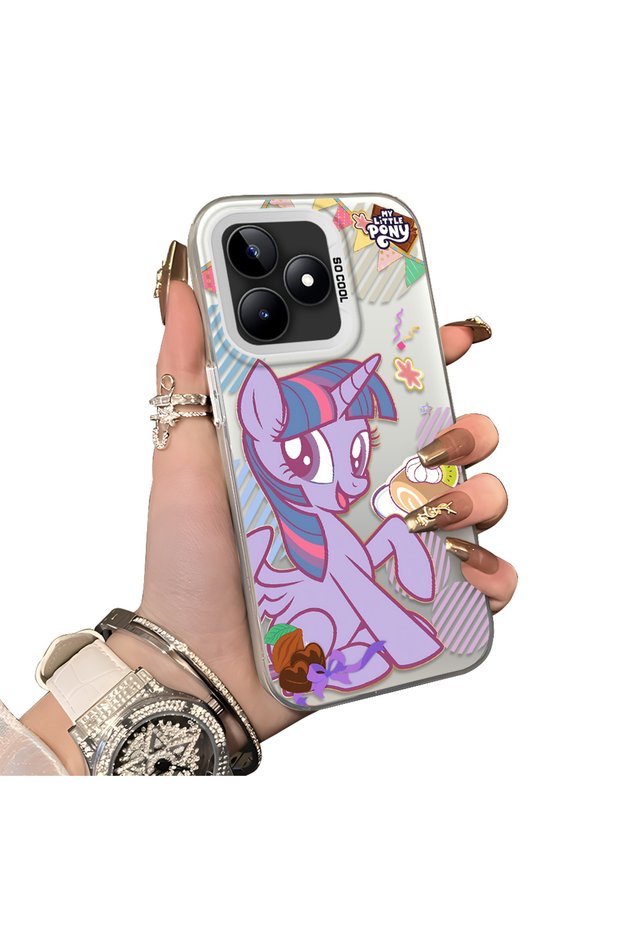 حافظة هاتف بنمط Twilight Sparkle متوافقة مع Realme Note 50، مصنوعة من الأكريليك الصلب مع حواف من السيليكون