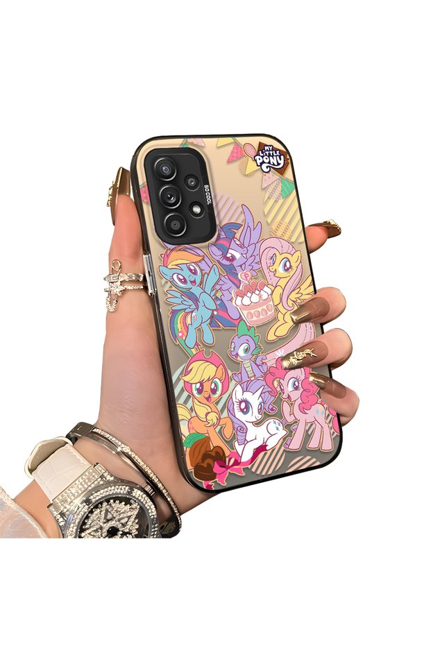 Samsung Galaxy A52/A52S Compatible Acrylic Hard Back Panel with Silicone Edges Pony Pattern Phone Case