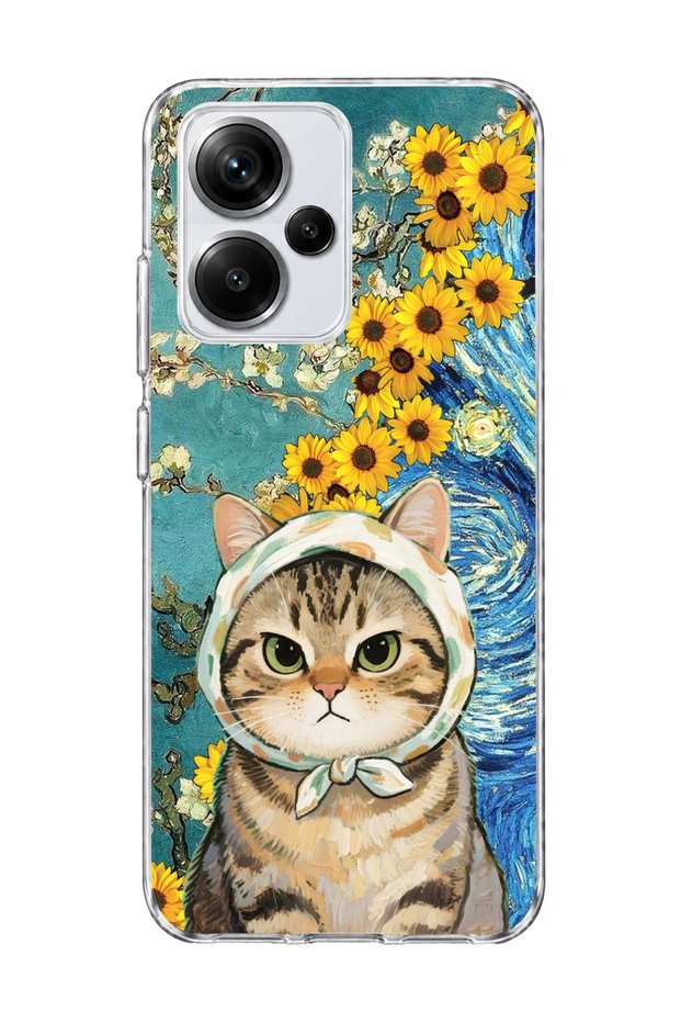 Redmi Note 13 Pro Plus 5g Compatible Starry Night Tabby Cat Printed Transparent Phone Case