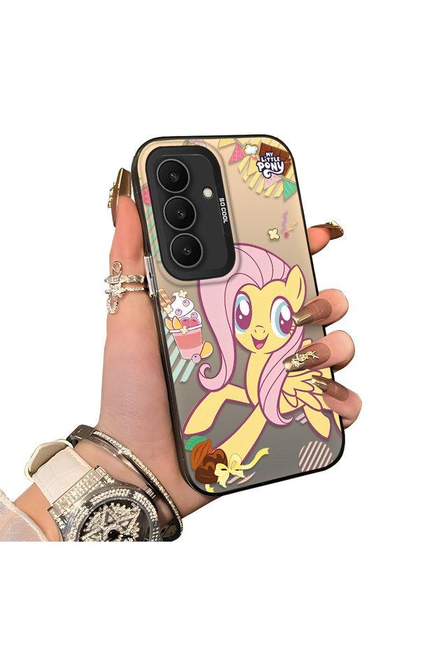 Fluttershy Pattern Phone Case with Silicone Edges and Acrylic Hard Back Panel Compatible with Samsung Galaxy S25 Fe